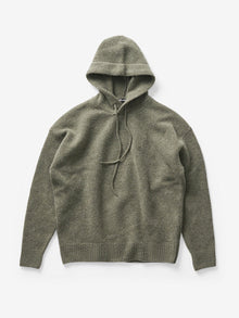 Womens | Wool Knit Hoodie | Stone Green