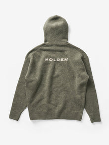 WOOL KNIT HOODIE - Stone Green - flat lay - back