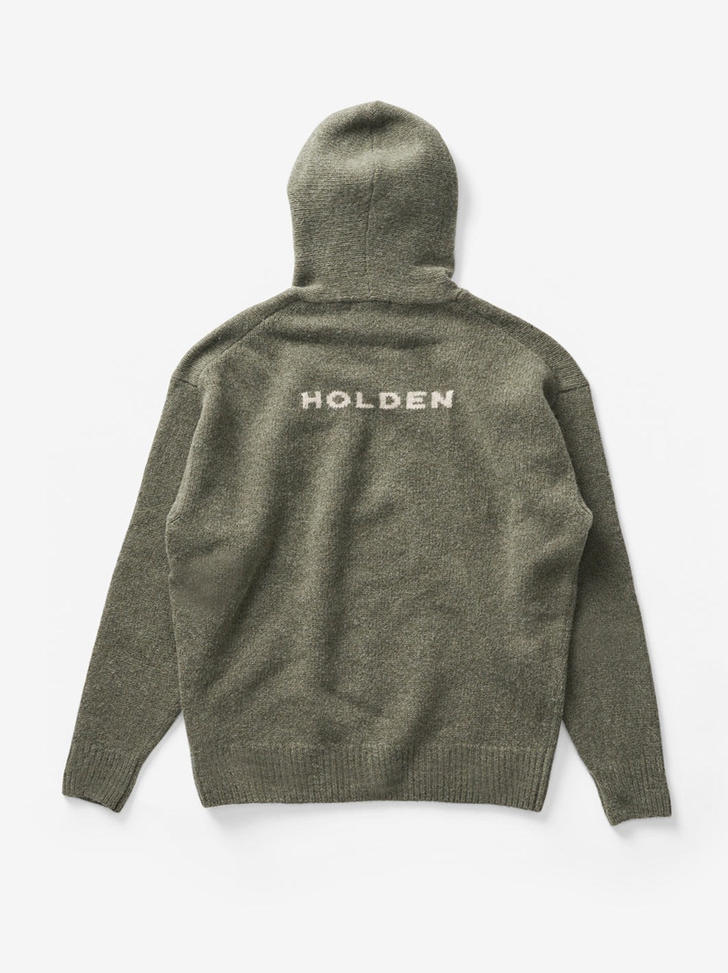 WOOL KNIT HOODIE - Stone Green - flat lay - back
