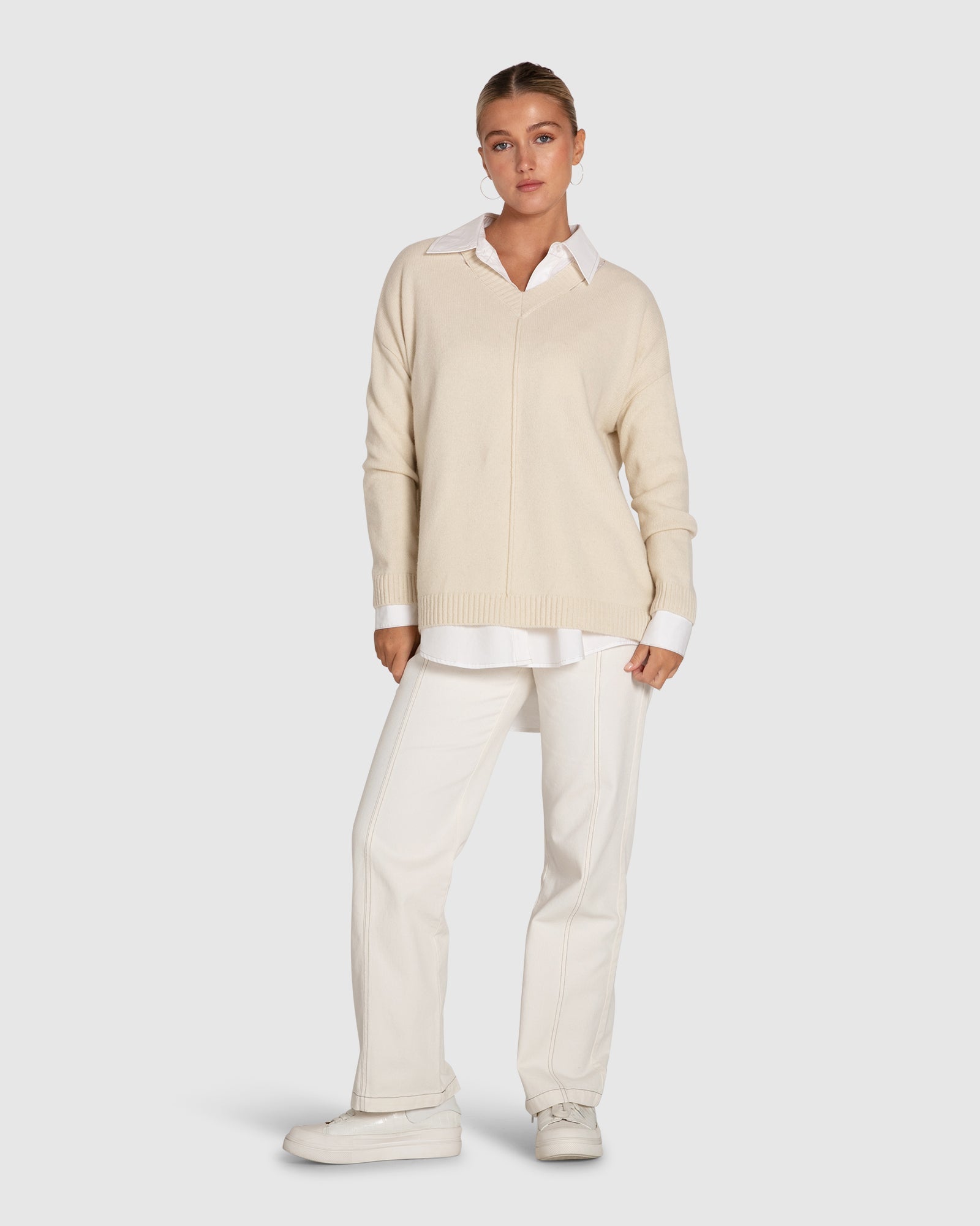 Women | Wonder Of You Cashmere Blend Oversized Jumper | Cream