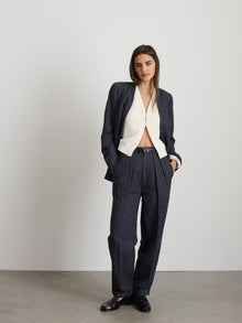 Women | Double Pleat Pant | Twill Washed Black