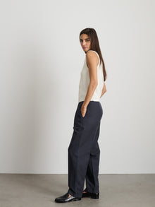 Women | Double Pleat Pant | Twill Washed Black