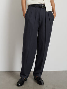 Women | Double Pleat Pant | Twill Washed Black
