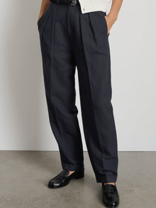 Women | Double Pleat Pant | Twill Washed Black