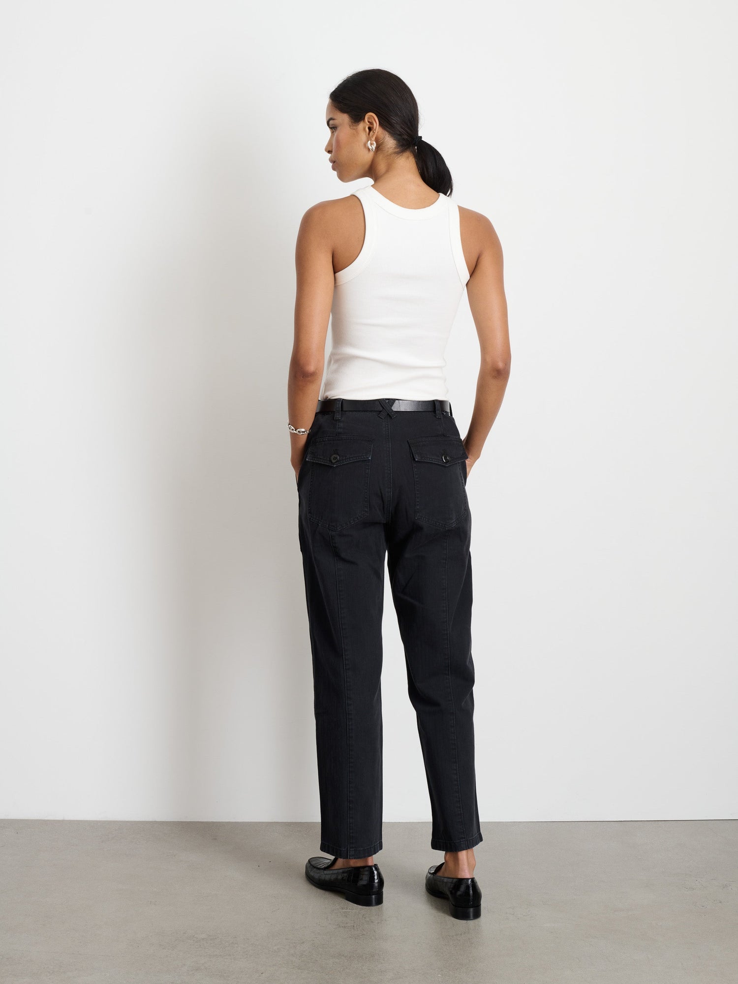 Women | Neil Pant | Herringbone Washed Black