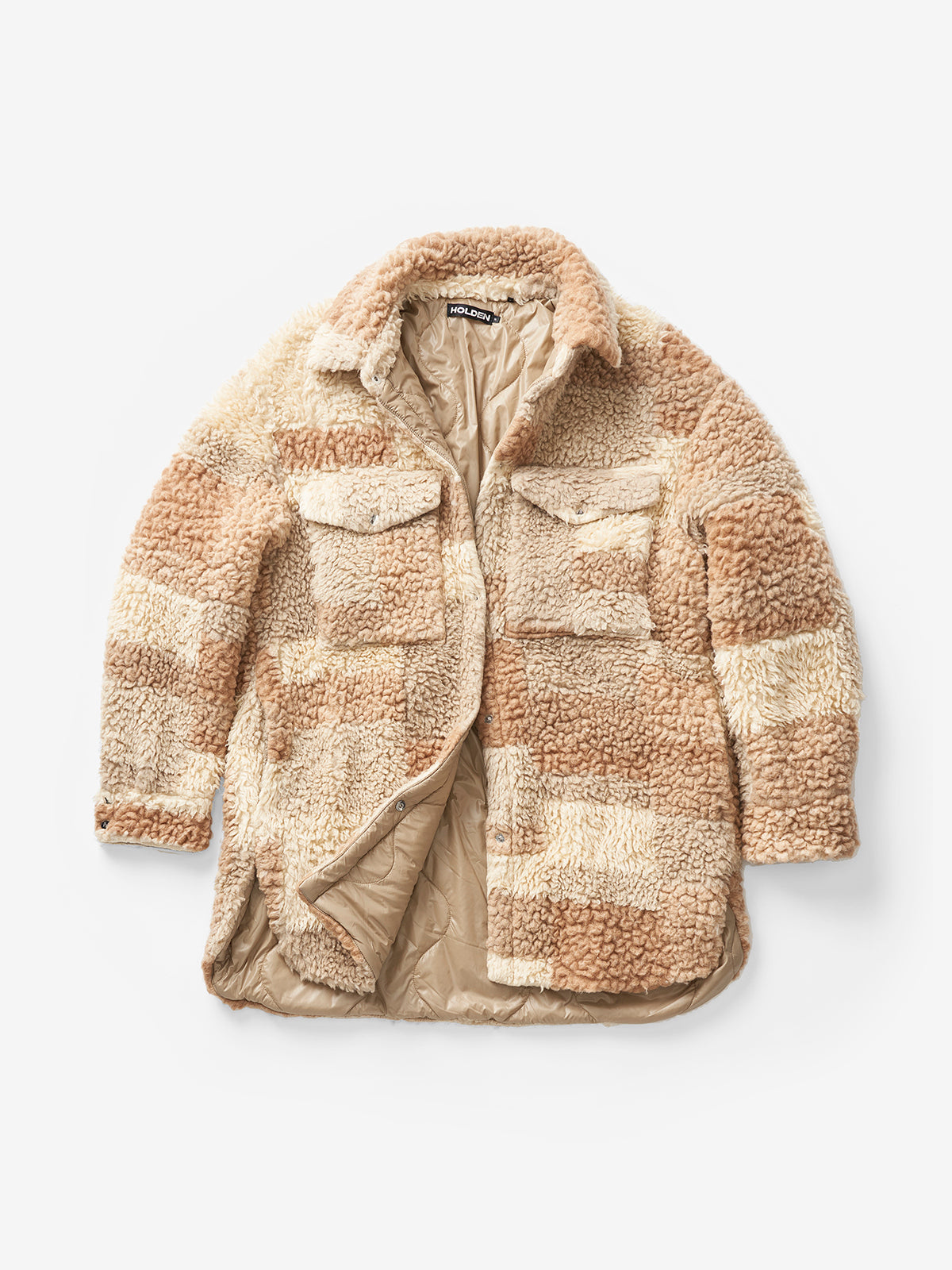 Womens | Padded Wool Sherpa Shirt Jacket | Natural Mix
