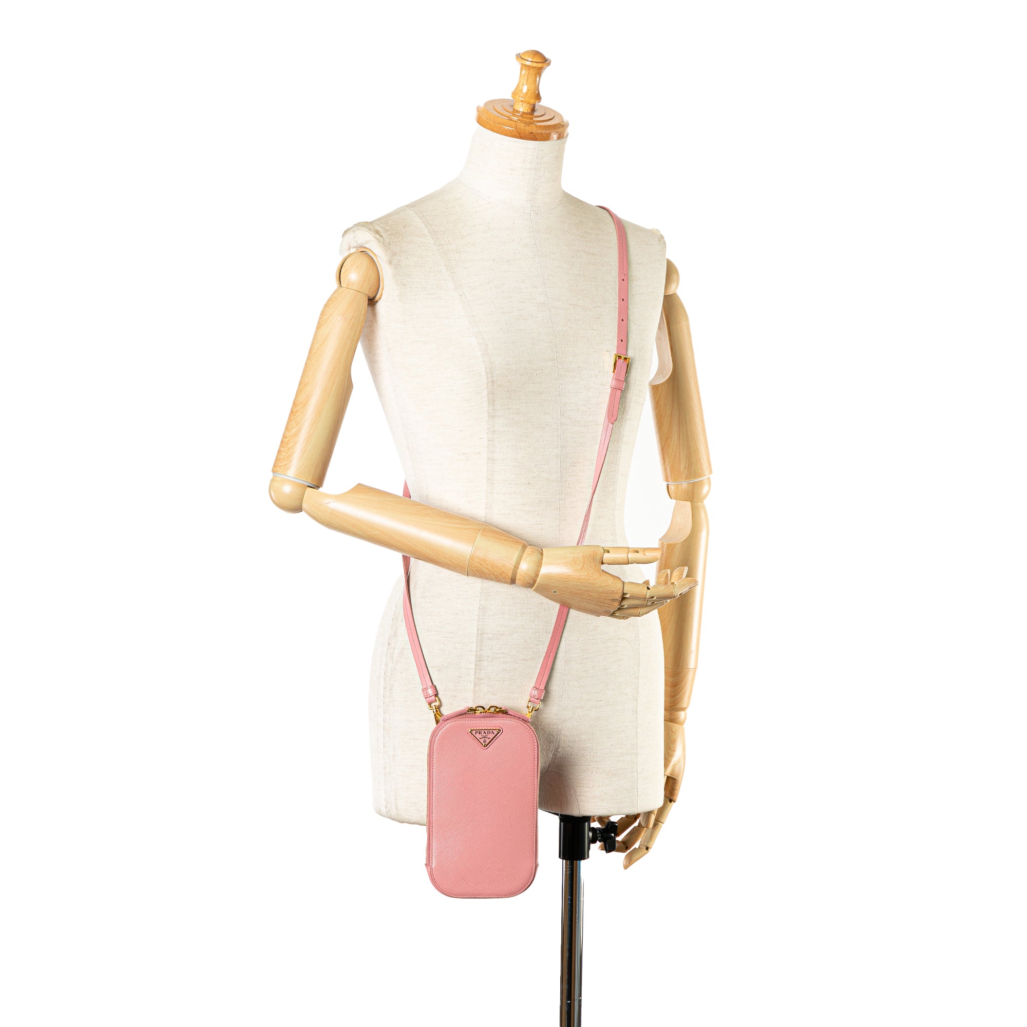 Prada | Pre-Owned Mini Saffiano Crossbody Phone Pouch | Pink