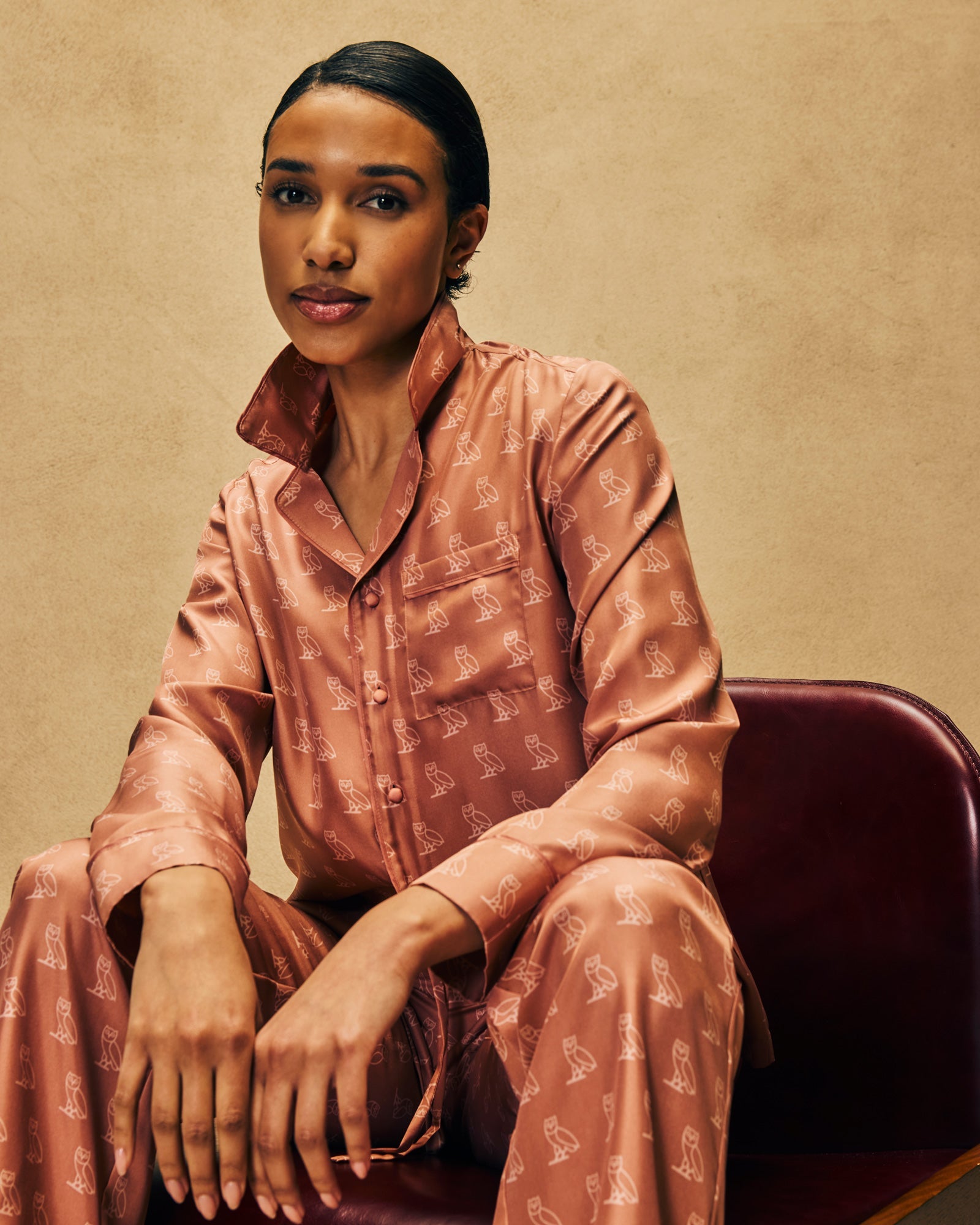 Womens | Silk Pyjama Shirt | Pink