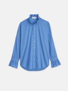 Women | Blake Ruffle Shirt | Cotton Voile Coastal Blue