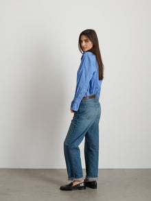 Women | Blake Ruffle Shirt | Cotton Voile Coastal Blue