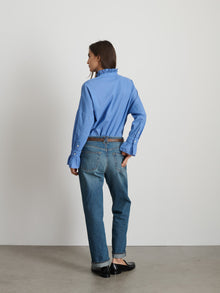 Women | Blake Ruffle Shirt | Cotton Voile Coastal Blue