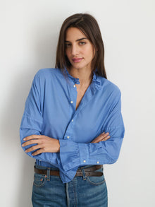 Women | Blake Ruffle Shirt | Cotton Voile Coastal Blue