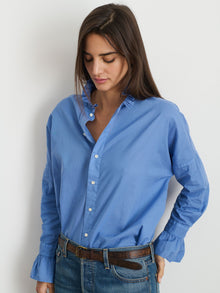 Women | Blake Ruffle Shirt | Cotton Voile Coastal Blue