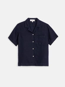 Women | OLD Maddie Camp Shirt | Linen Dark Navy