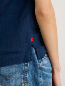 Women | OLD Maddie Camp Shirt | Linen Navy