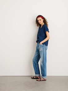Women | OLD Maddie Camp Shirt | Linen Navy