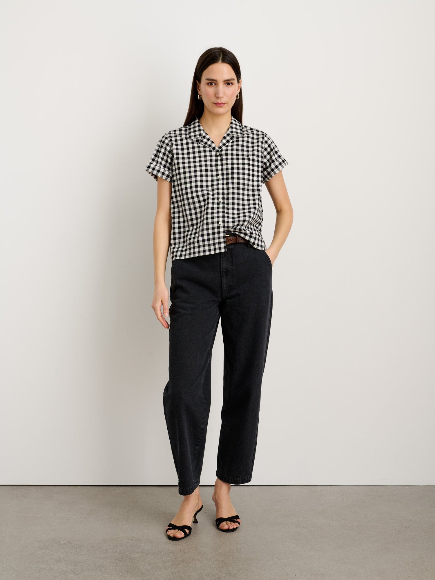 Women | Maddie Camp Shirt | Gingham Black Gingham