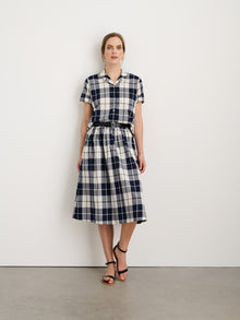 Women | Plaid Skirt | Dark Navy x Ivory