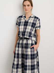 Women | Plaid Skirt | Dark Navy x Ivory