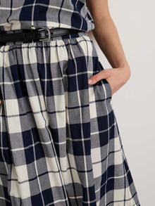 Women | Plaid Skirt | Dark Navy x Ivory