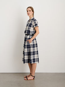 Women | Plaid Skirt | Dark Navy x Ivory
