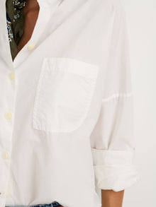 Women | Collarless Shirt | Paper Poplin White