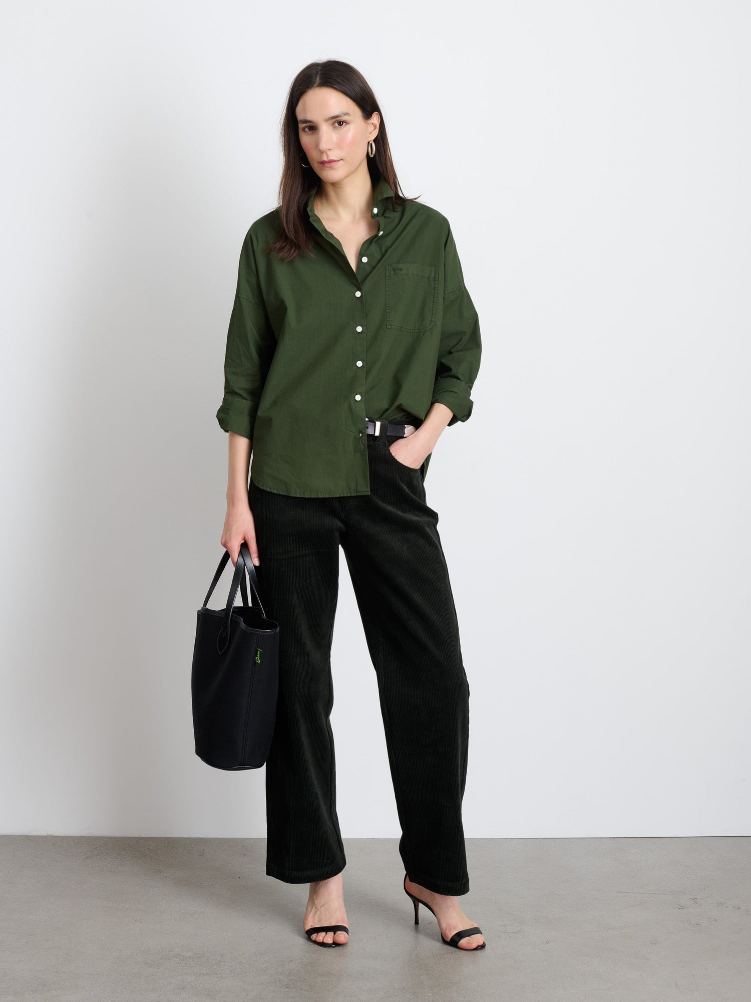 Women | Jo Shirt | Cotton Poplin Pine Needle