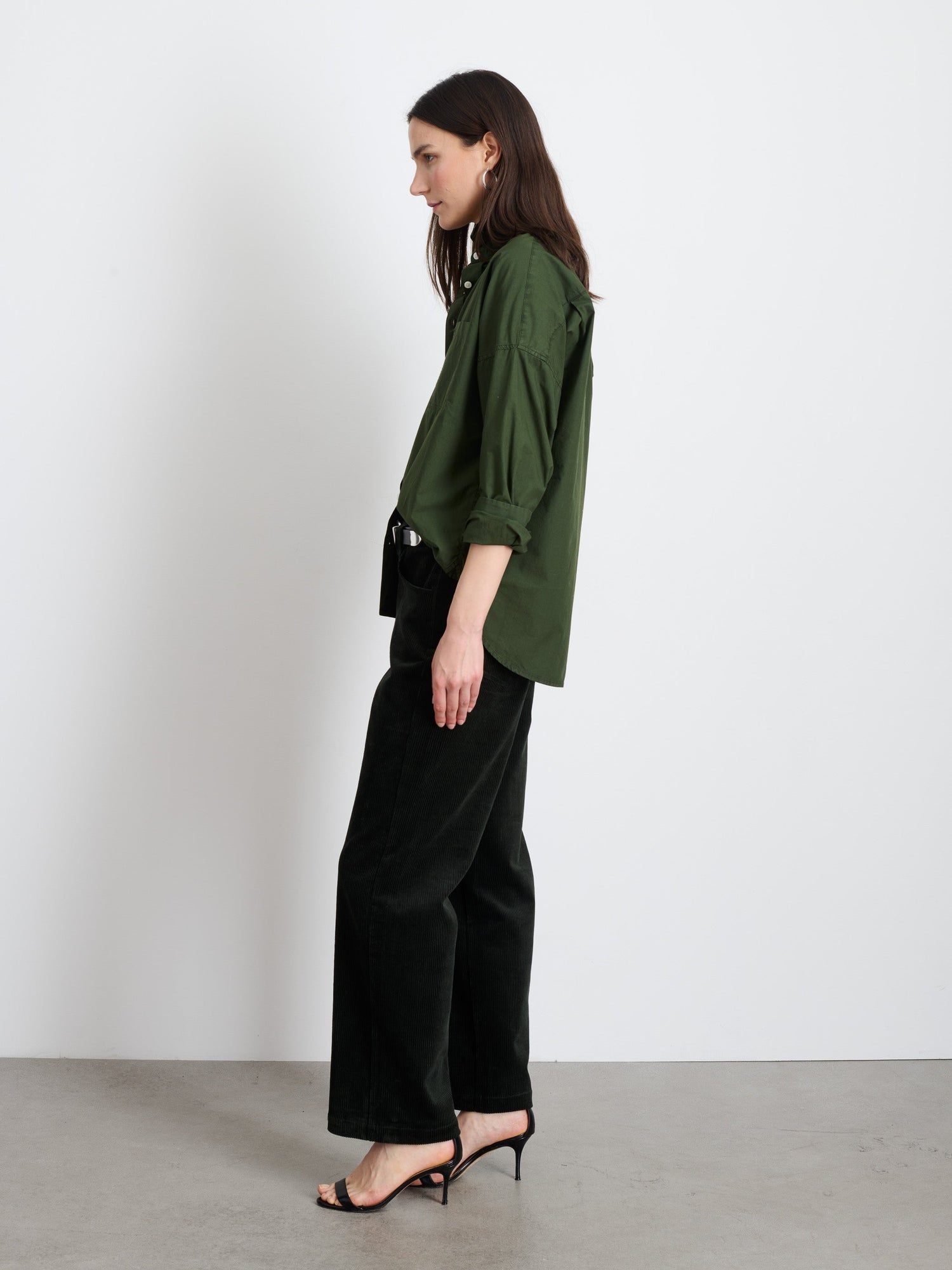 Women | Jo Shirt | Cotton Poplin Pine Needle