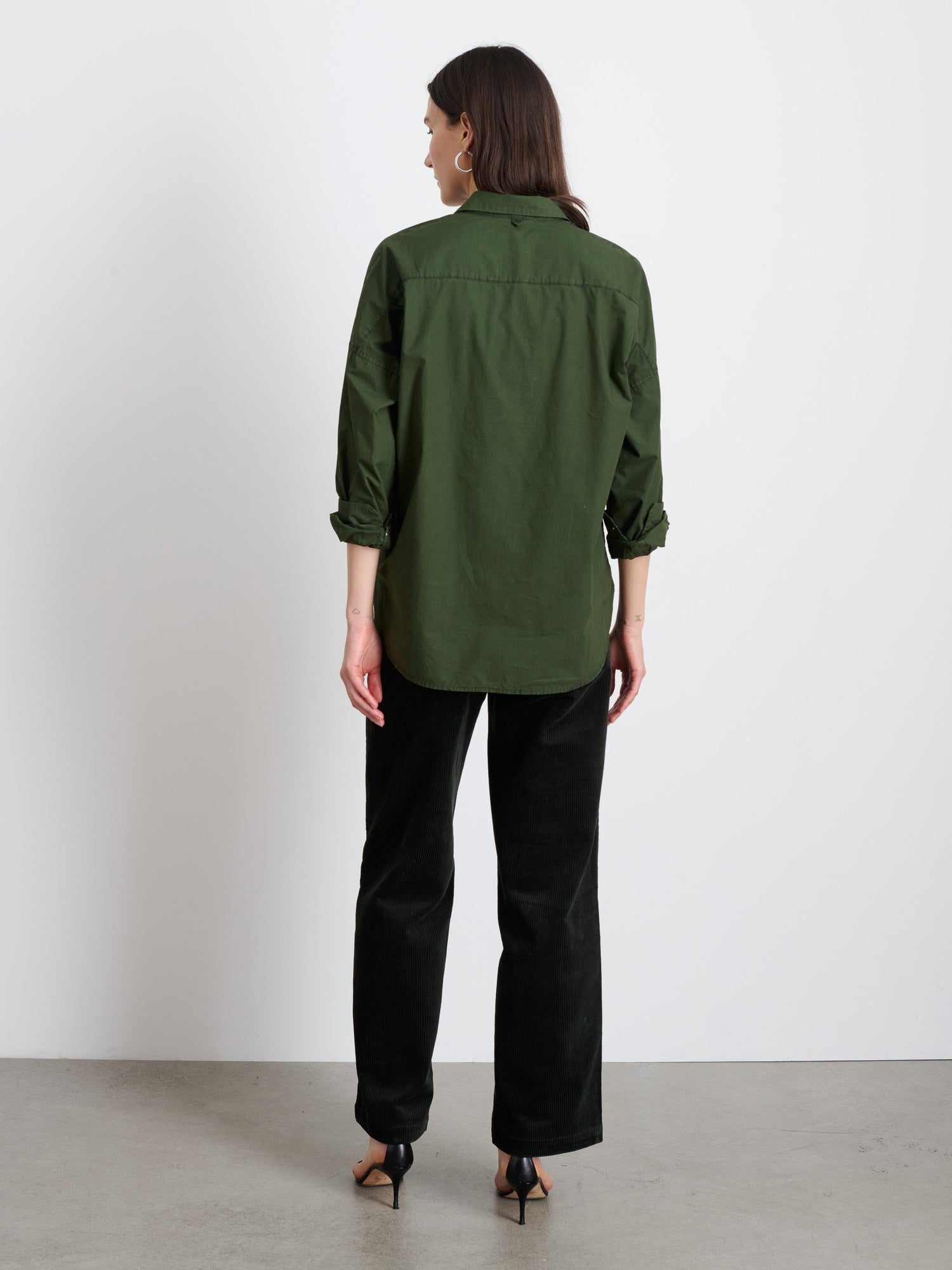 Women | Jo Shirt | Cotton Poplin Pine Needle