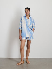 Women | Poolside Shorts | Positano Stripe Blue x Off White