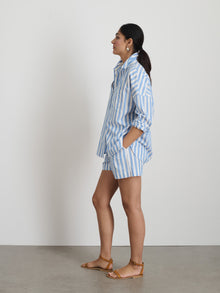Women | Poolside Shorts | Positano Stripe Blue x Off White