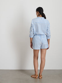 Women | Poolside Shorts | Positano Stripe Blue x Off White