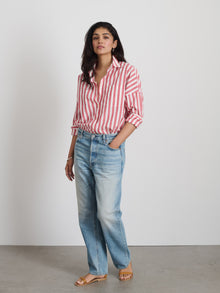 Women | Jo Shirt | Positano Stripe Red x Off White