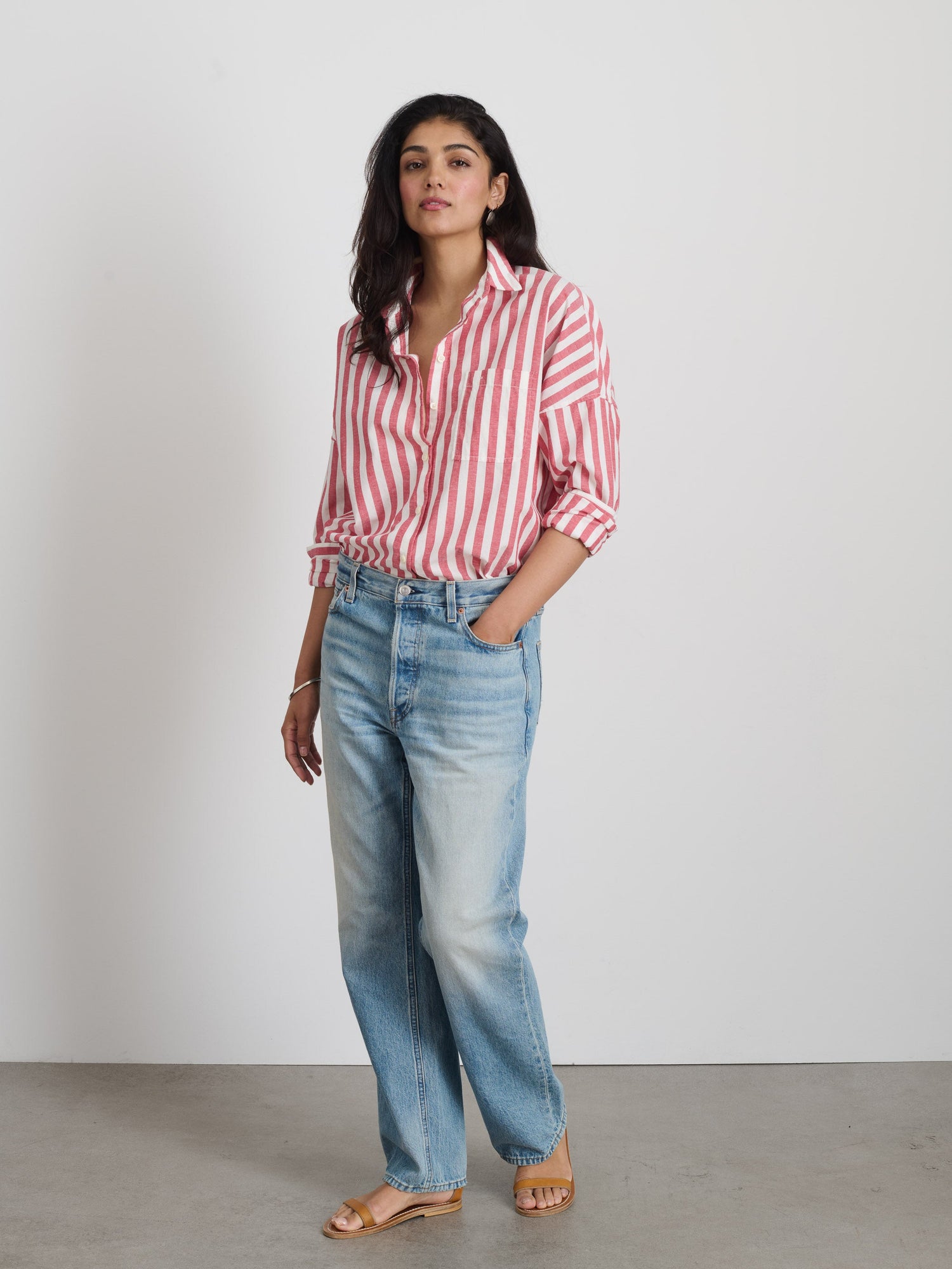 Women | Jo Shirt | Positano Stripe Red x Off White