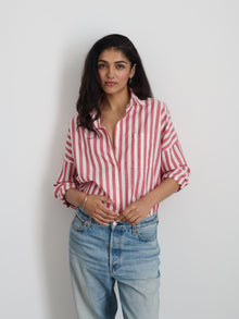 Women | Jo Shirt | Positano Stripe Red x Off White