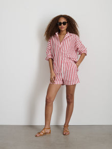 Women | Jo Shirt | Positano Stripe Red x Off White