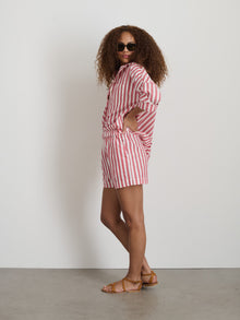 Women | Poolside Shorts | Positano Stripe Red x Off White