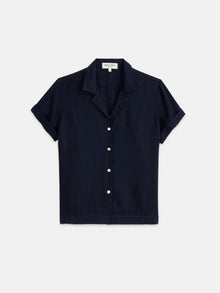 Women | Maddie Camp Shirt | Linen Dark Navy