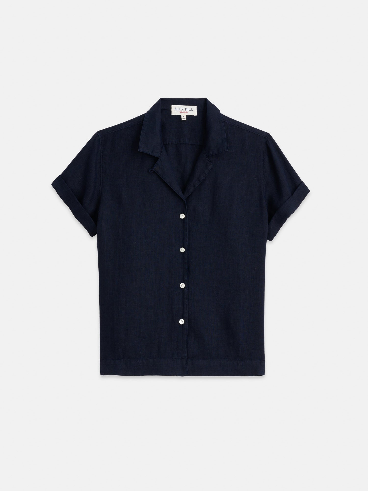 Women | Maddie Camp Shirt | Linen Dark Navy