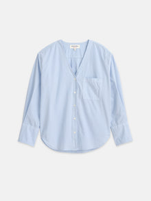 Women | Crosby V-Neck Shirt | Cotton Poplin Calm Blue