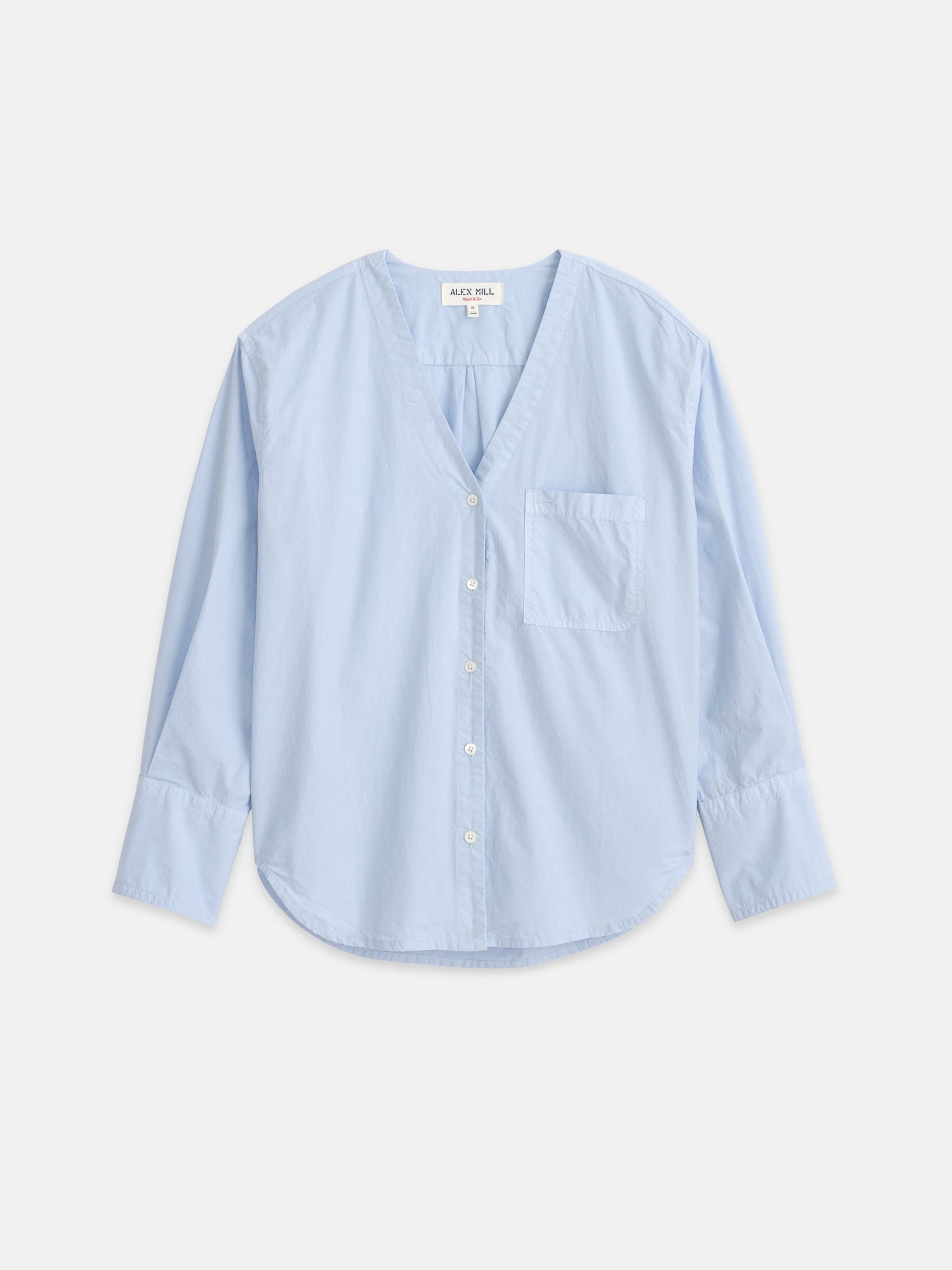 Women | Crosby V-Neck Shirt | Cotton Poplin Calm Blue