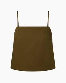 Womens | Air Linen Square Neck Tank Top | Olive