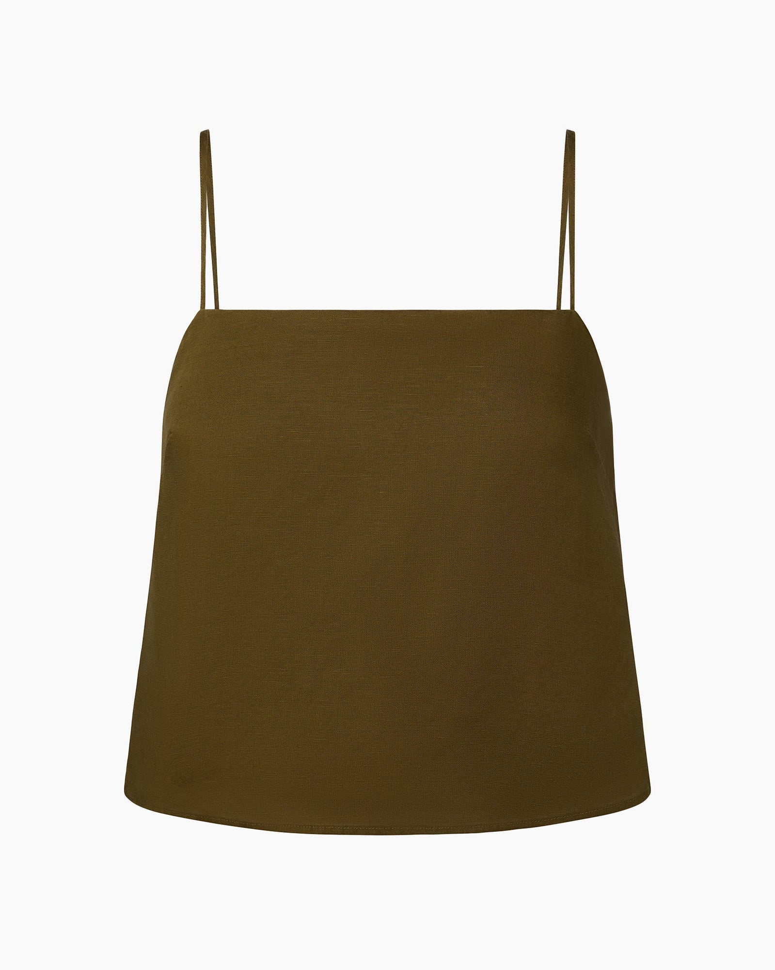 Womens | Air Linen Square Neck Tank Top | Olive