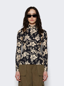 Women | Marine Serre | High Neck Top | Black Floral
