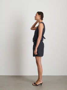 Women | Madeline Pleated Shorts | Twill Washed Black