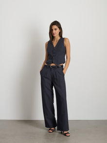 Women | Madeline Pleat Trouser | Twill Washed Black