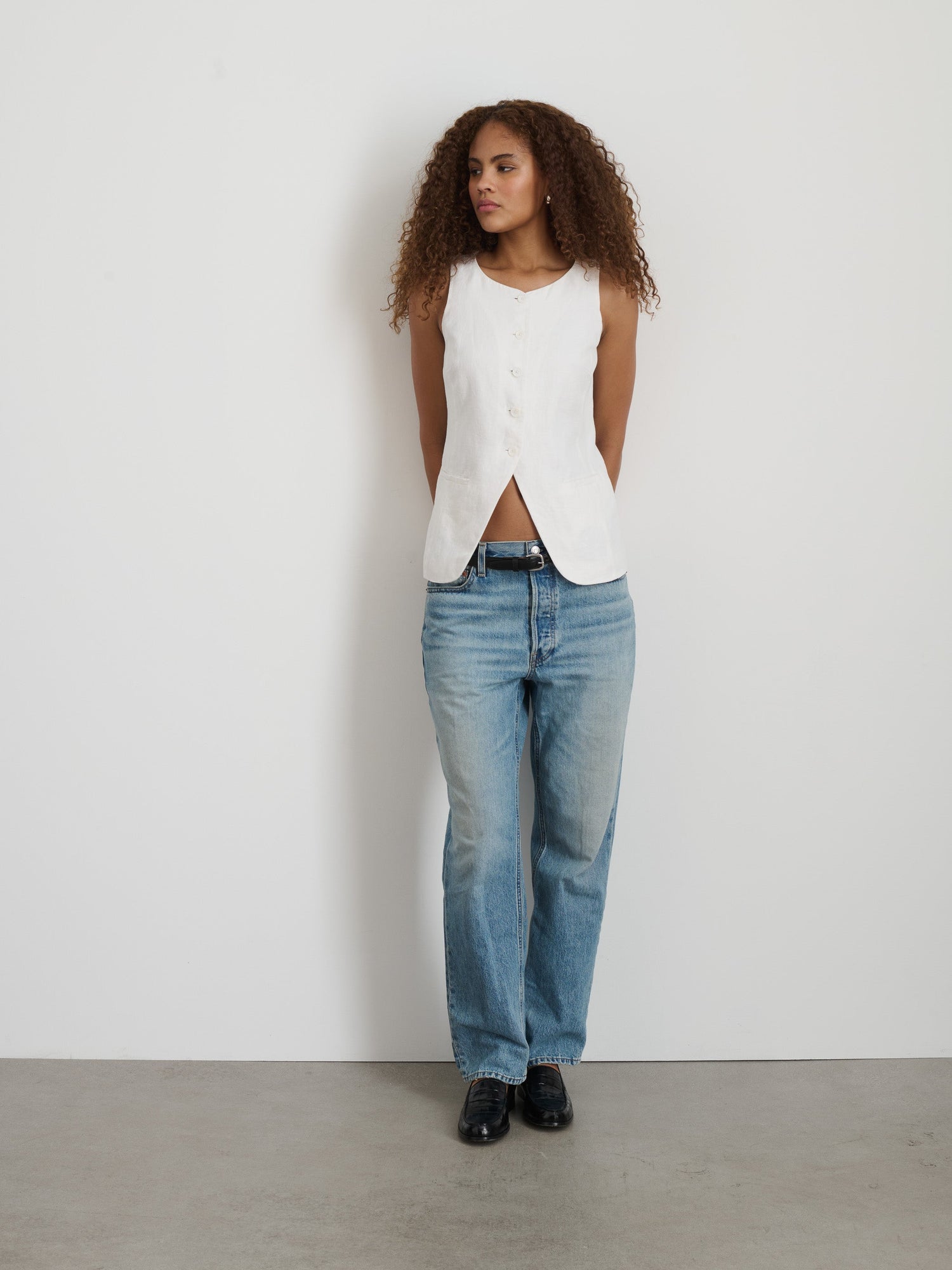 Women | Anna Vest | Linen Off White