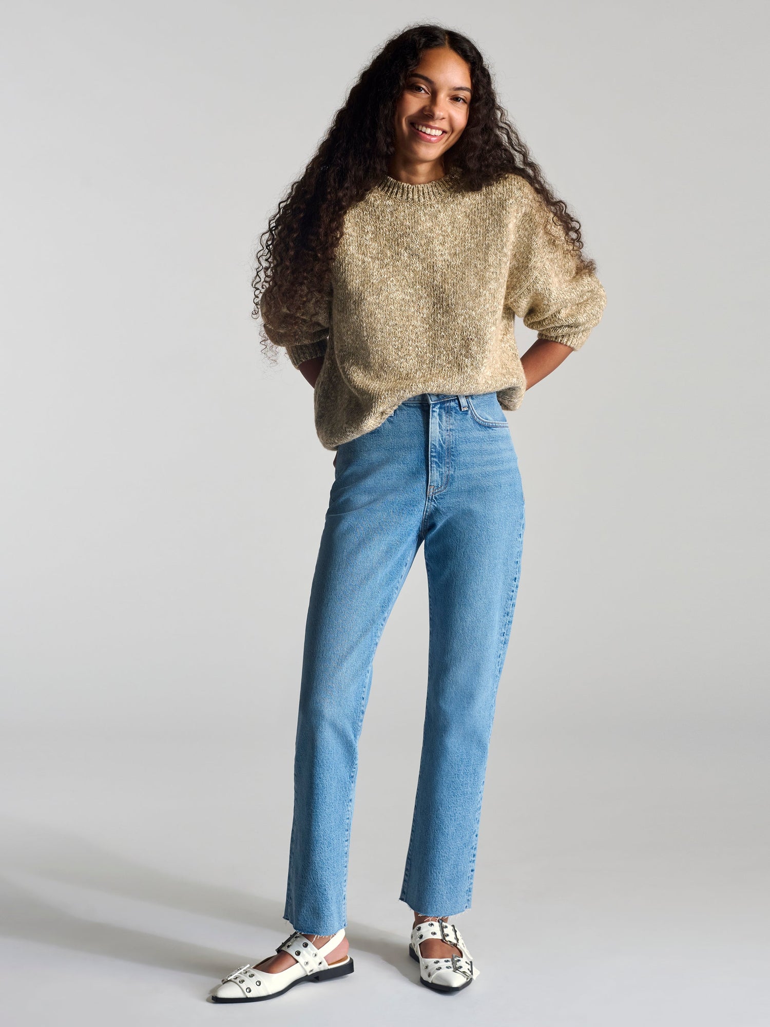 Womens | Crew Neck Sweater | Oatmeal Melange