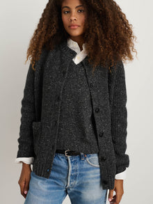Women | Chunky Rib Cardigan | Donegal Charcoal