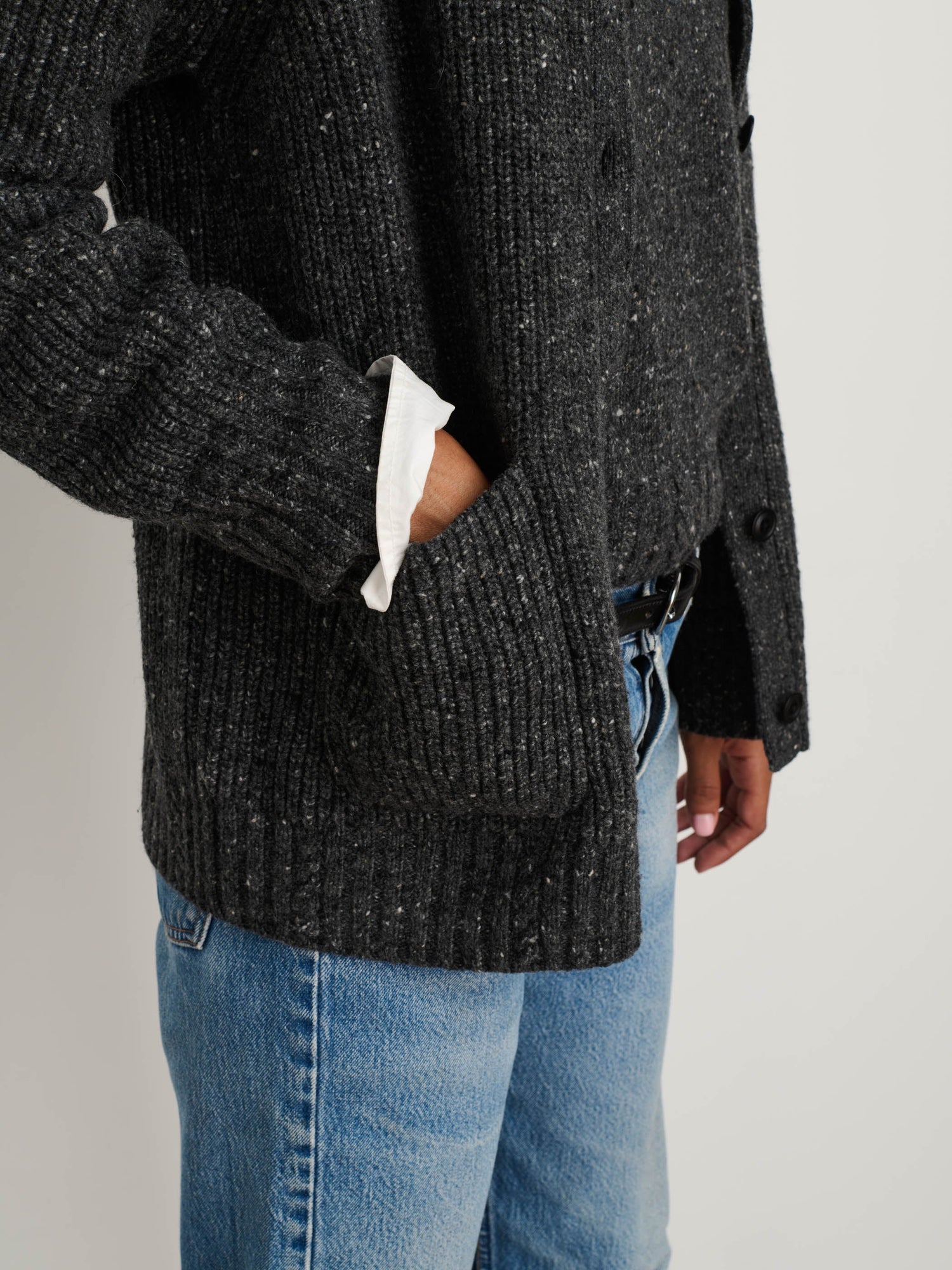 Women | Chunky Rib Cardigan | Donegal Charcoal